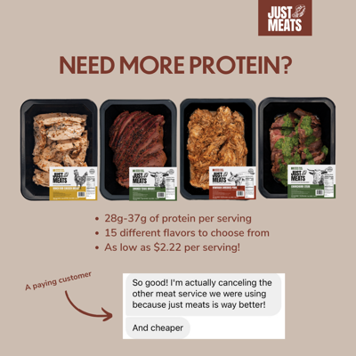 popular social proof ad template — Just Meats